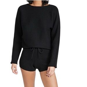 Reformation Black Ribbed Knit Fabric Sweater